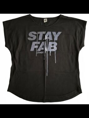 Zumba Fitness Black Short-Sleeve Tee with Gray 'STAY FAB' Print Size XS